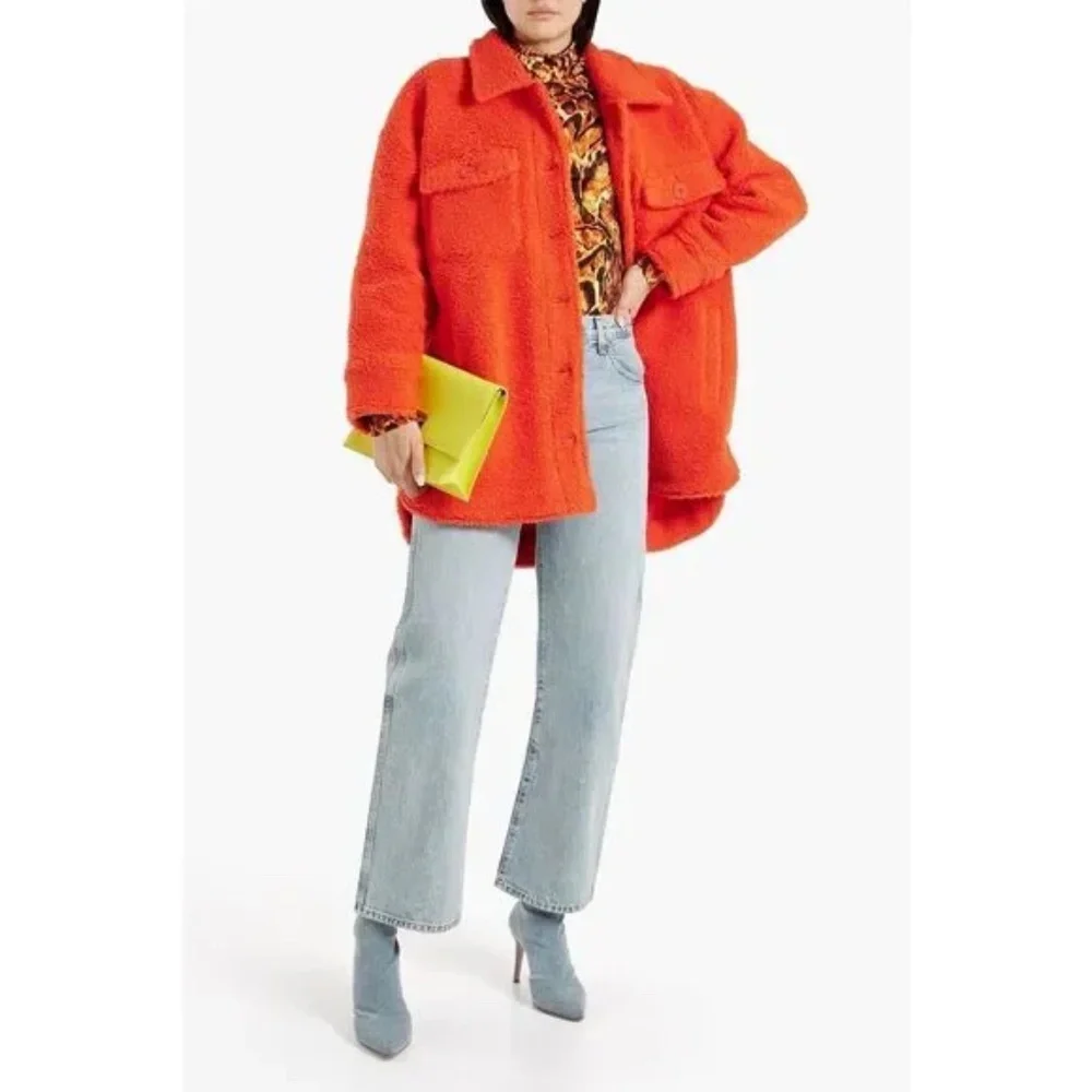 Muubaa NWT Faux Shearling Coat in Coral Orange Size 6 (UK 10) $367 - Picture 1 of 9